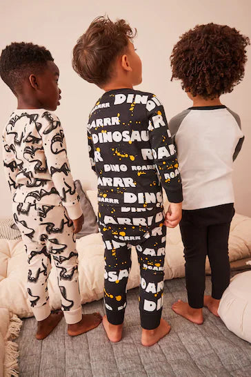 |Boy| Pacote De 3 Pijamas Snuggle - Black/Gold Dinosaur (9 meses a 10 anos)