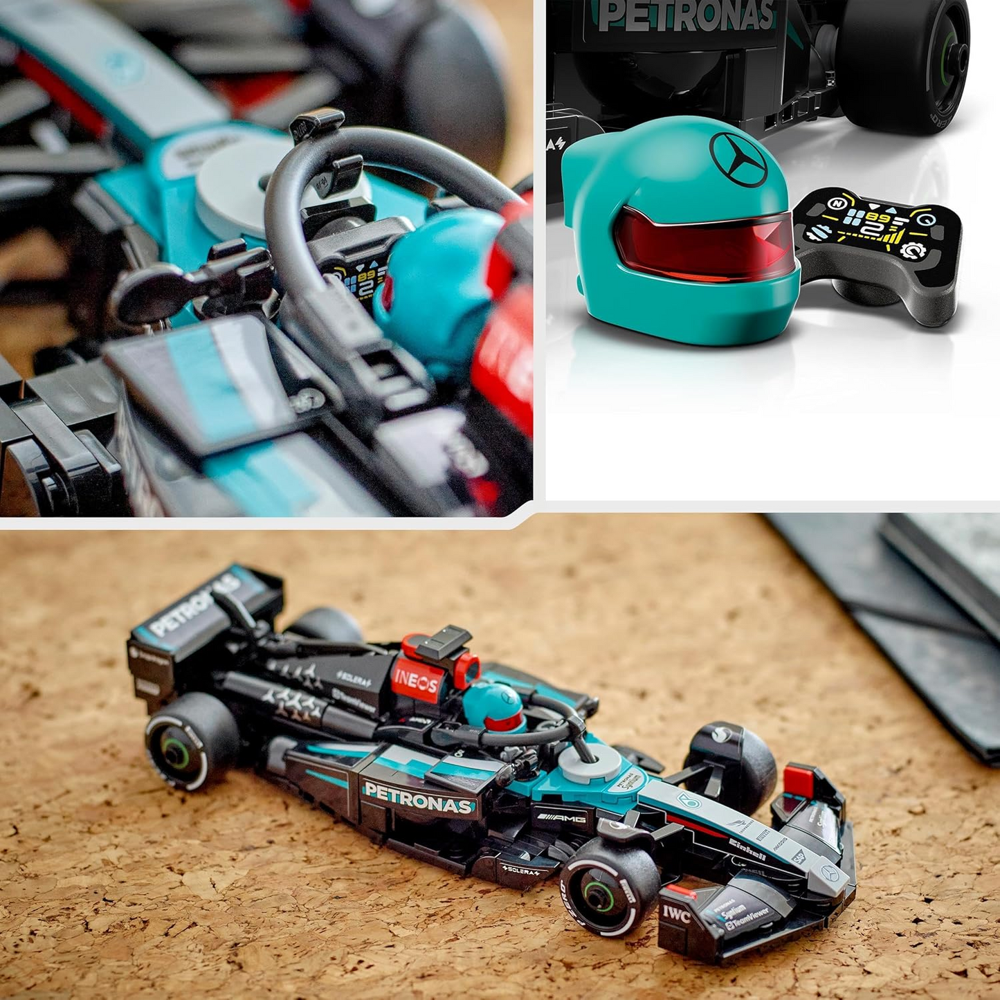 LEGO Speed Champions Mercedes-AMG F1 W15 Race Car Toy com uma minifigura colecionável de piloto de Fórmula 1 - Kits de modelos para meninos e meninas de 10 anos ou fãs adultos de automobilismo 77244
