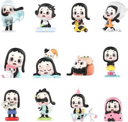 Conjunto completo de bonecos da série Joyfulness da POP MART OIPIPPI (12 caixas) 2,5 polegadas, personagem articulado, design premium, presentes para mulheres, caixa surpresa favorita dos fãs