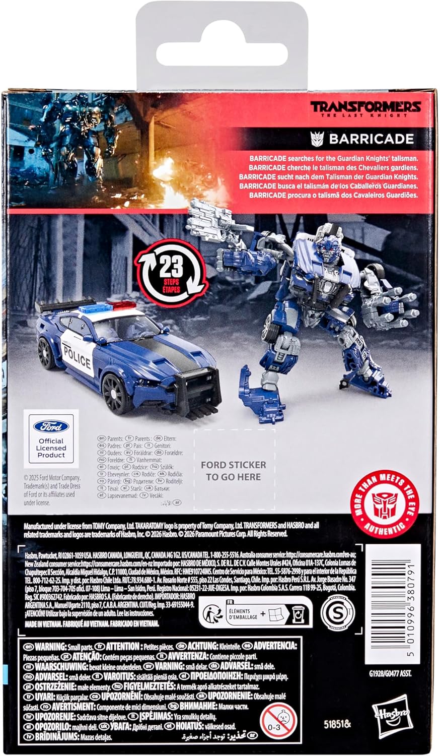 Figura de ação Barricade da linha Transformers Studio Series: O Último Cavaleiro, Classe Deluxe.