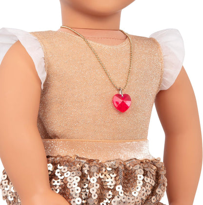 A Nossa Geração – 18 polegadas – Boneca de moda inicial com tema de amor – Amora – Cabelo castanho e olhos castanhos – 3 roupas e acessórios de estilo em caixa de presente – Brincadeira de faz de conta para maiores de 3 anos