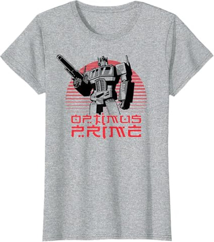 T-shirt Transformers Optimus Prime Retro Kanji Sunset Portrait