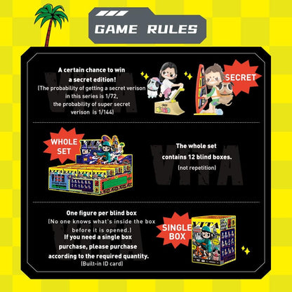 Conjunto POP MART VITA Radical Sports Series (12 caixas) 2,5 polegadas, personagem articulado, design premium, presentes para mulheres, caixa surpresa de decoração de mesa favorita dos fãs, brinquedo colecionável, arte, boneco de ação