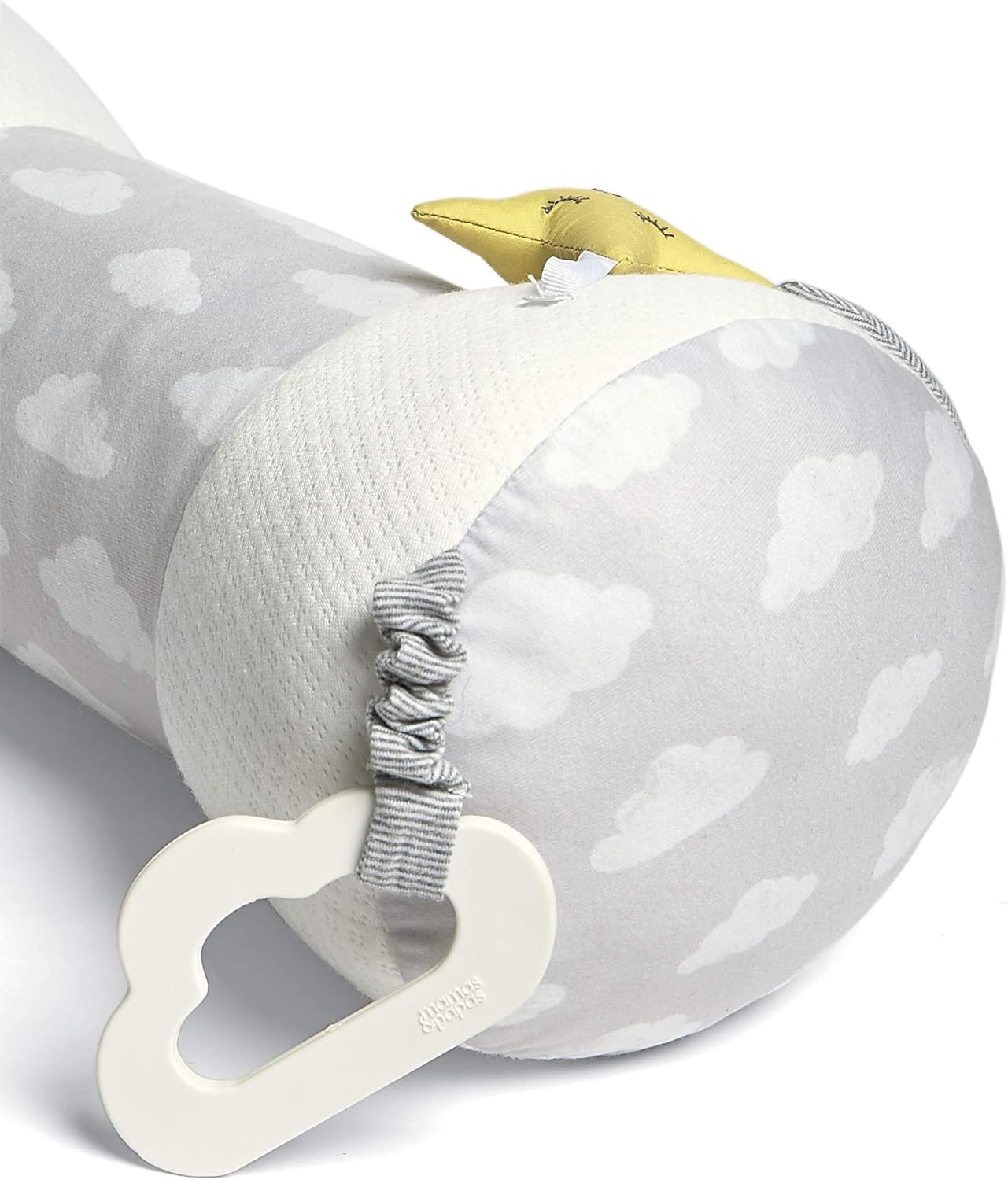 Mamas & Papas Tummy Time Roll, Almofada Interativa Suave para Bebé com Chocalho Integrado, Dream Upon A Cloud