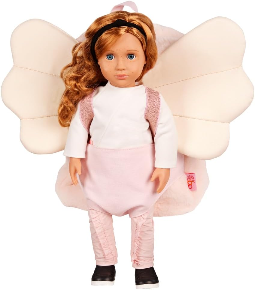 Our Generation – Mochila para transportar bonecas de 45 cm com alças ajustáveis– Mochila infantil rosa – Pele sintética macia e asas de fada – Bolsos interiores para arrumação – Mochila para transportar bonecas Be Magical