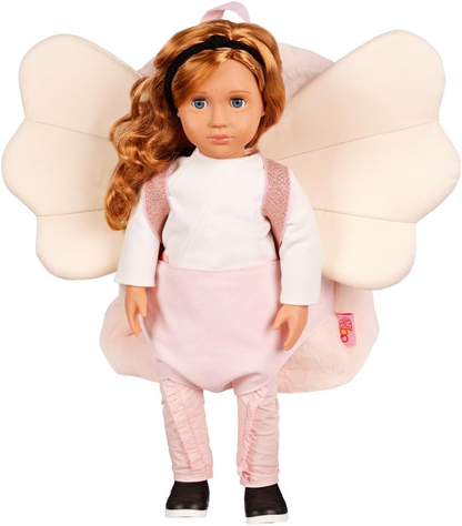 Our Generation – Mochila para transportar bonecas de 45 cm com alças ajustáveis– Mochila infantil rosa – Pele sintética macia e asas de fada – Bolsos interiores para arrumação – Mochila para transportar bonecas Be Magical