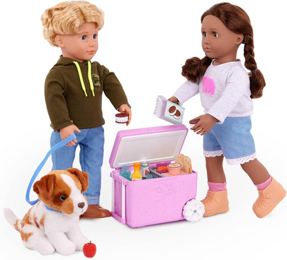 A Nossa Geração – Acessórios para bonecas de 45 cm – Caixa térmica com rodas – Brinquedos alimentares de faz de conta – Brincadeira imaginativa – Crianças a partir dos 3 anos – Caixa térmica de acampamento OG