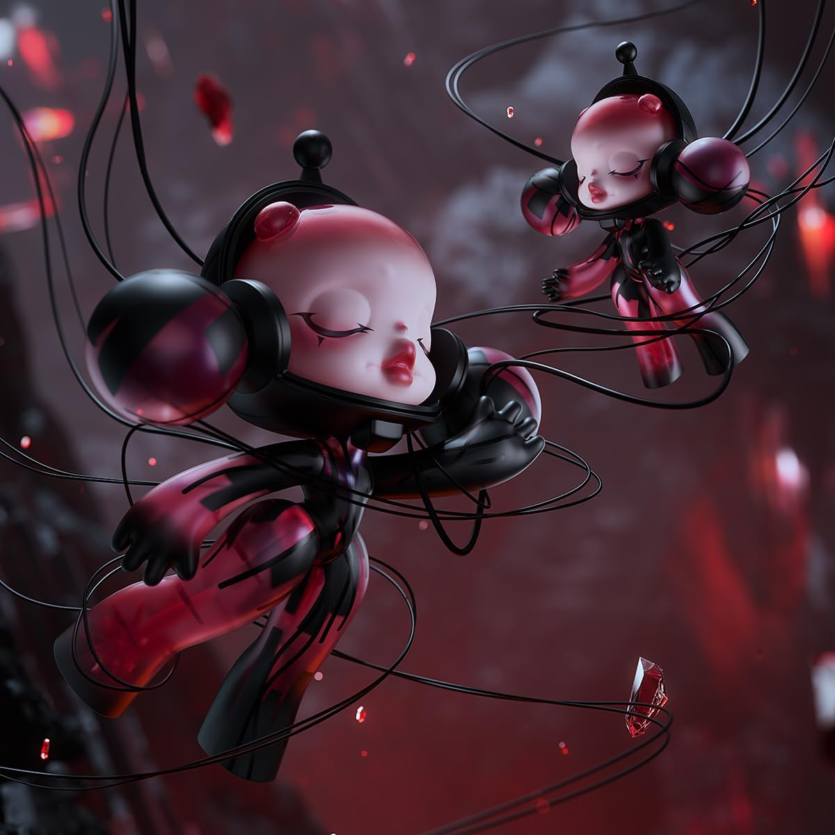 POP MART MEGA α SKULLPANDA 400% Cristal Vermelho Articulado Personagem Design Premium Presentes para Mulheres Brinquedo Colecionável Favorito dos Fãs Figura de Acção de Brinquedo