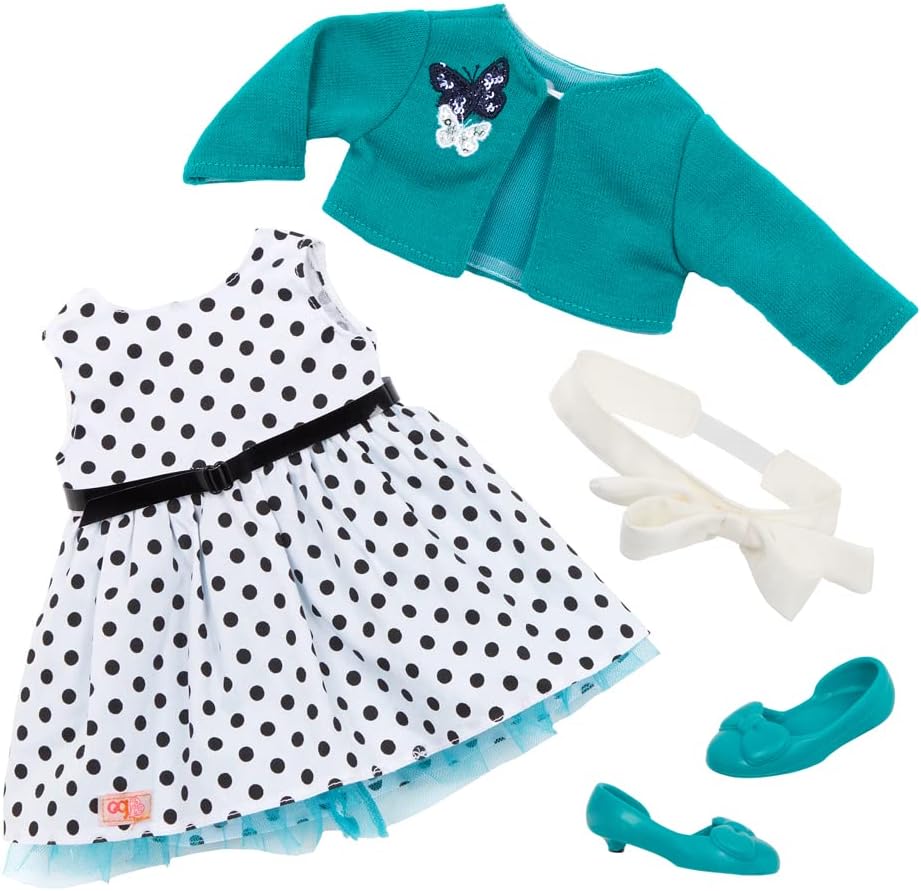 A Nossa Geração - Boneca retro de 46 cm com vestido de festa às bolinhas - Ruby