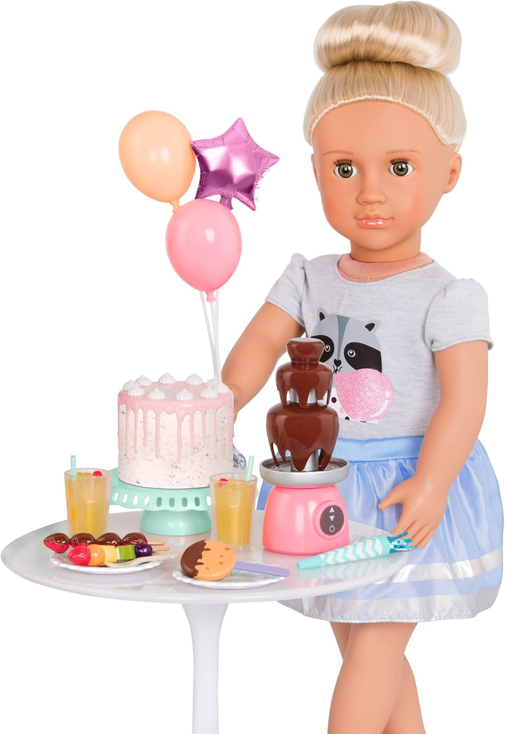 A Nossa Geração – Acessórios para Festa de Bonecas de 18 Polegadas – Bolo de Aniversário e Balões – Comida e Material de Faz de Conta – Brincadeira Imaginativa – Brinquedos para Crianças a partir dos 3 Anos – Conjunto de Aniversário Doce Celebração