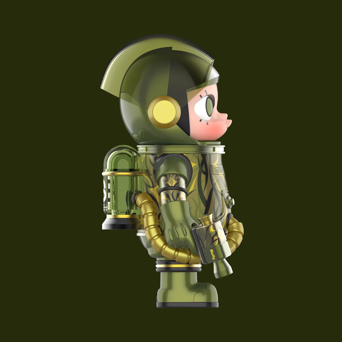 POP MART MEGA SPACE MOLLY 100% CLOT-Olive Alienegra 1 caixa de presentes de design premium para mulheres, boneco de ação colecionável chique favorito dos fãs