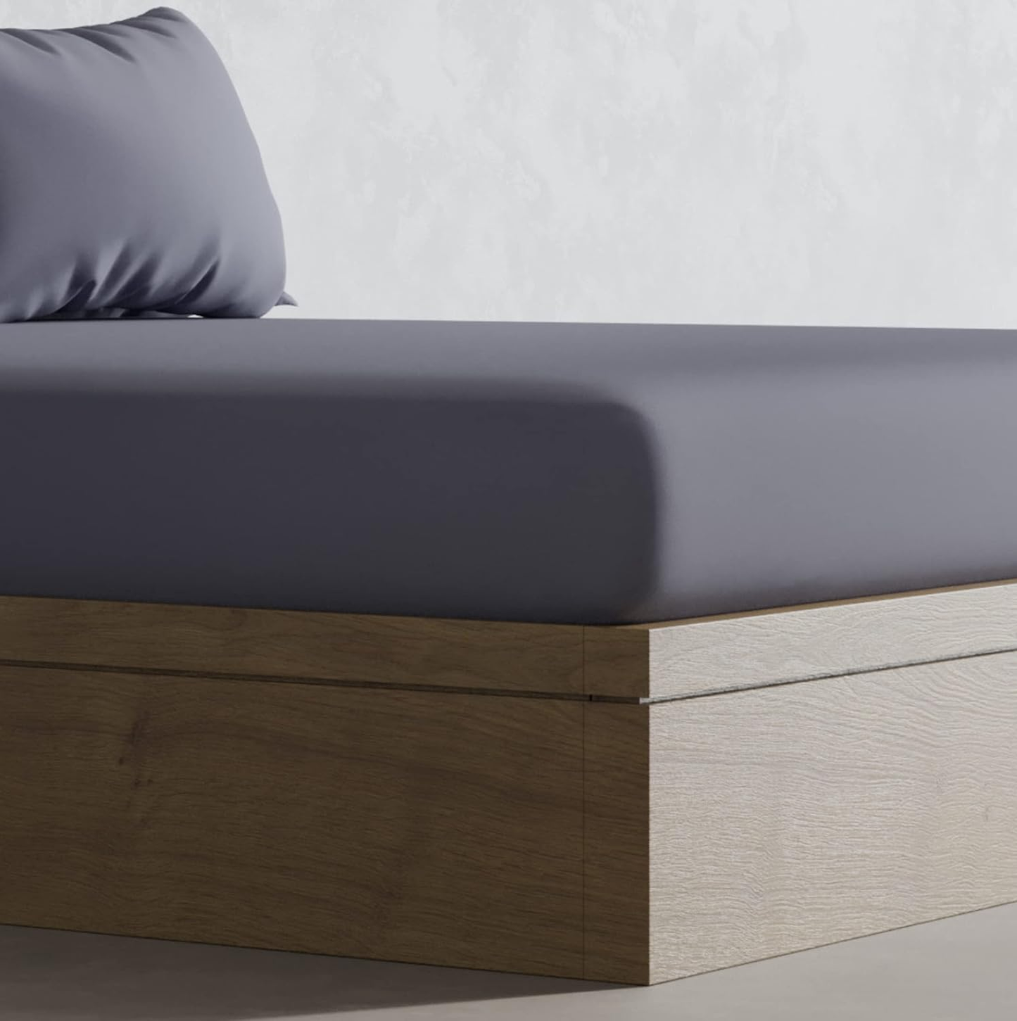 Lençol com elástico Panda 100% bambu (cinza urbano, tamanho super king size do Reino Unido) (180 x 200 + 32 cm)