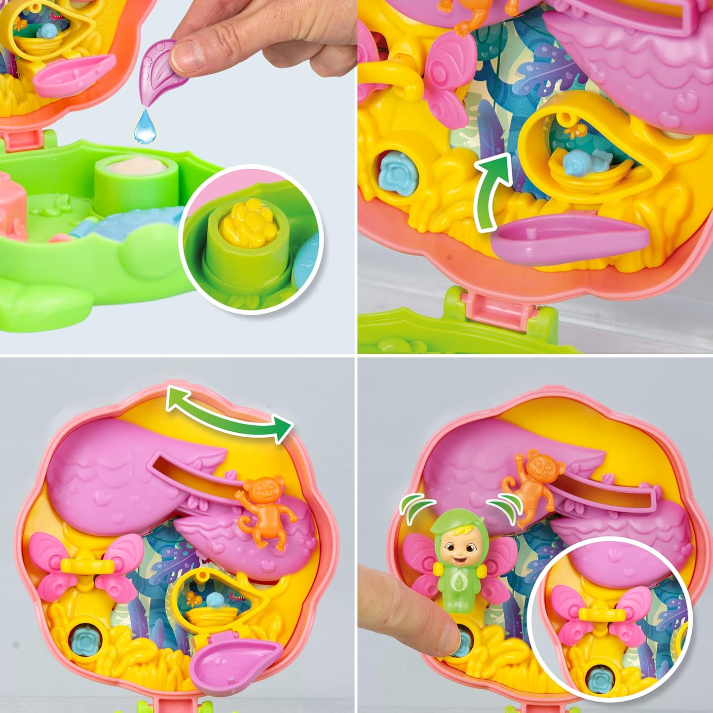 CRY BABIES Little Changers Greeny Cápsula colecionável em forma de Flor que inclui uma mini boneca, uma pipeta e um folheto +3 anos