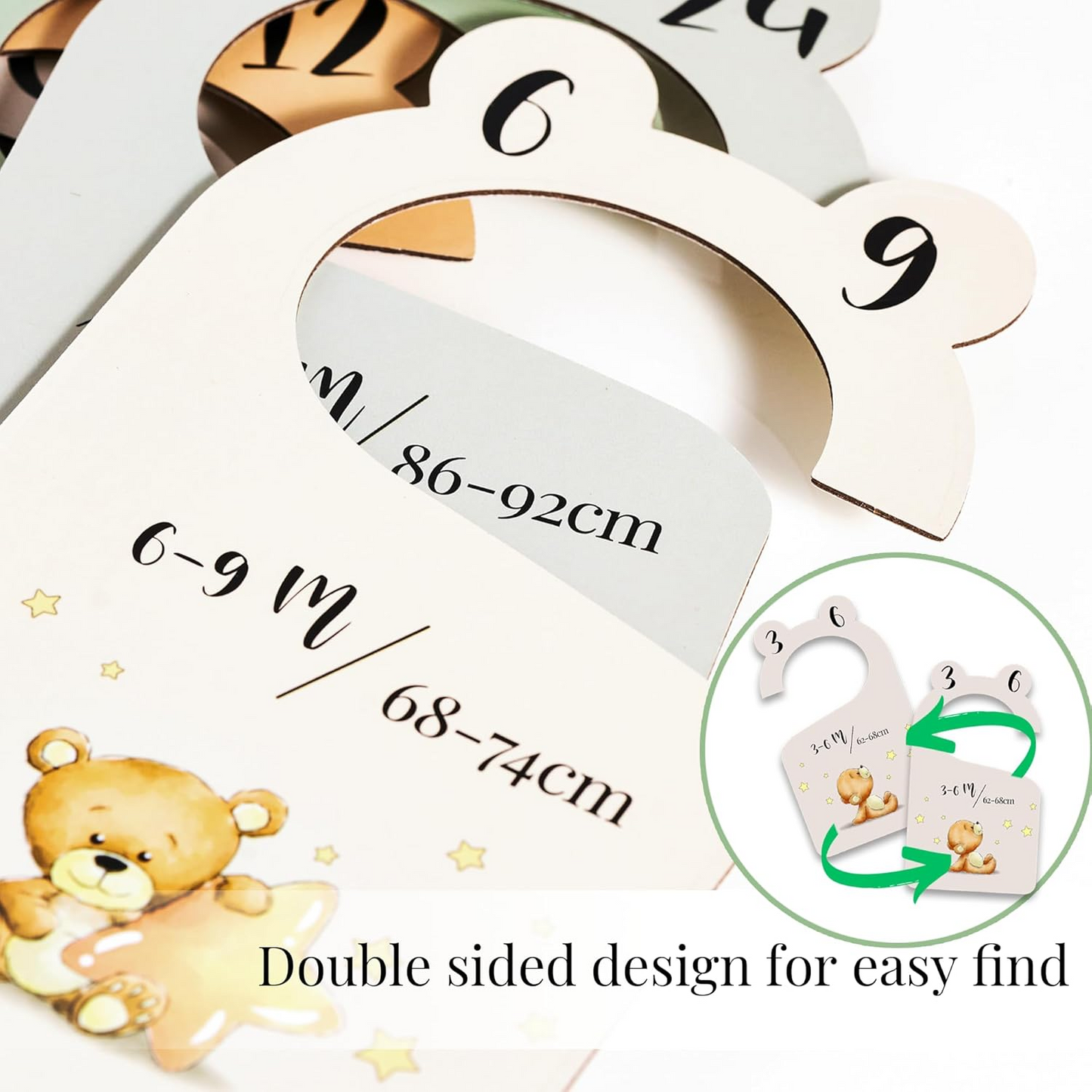 Divisores de guarda-roupa de bebé Tiny Trees em caixa de oferta - 8X Divisores de roupa unissexo para bebés dos 0 aos 24 meses - Presentes para pais recém-nascidos, organizador de roupa de bebé e divisor de idade para armário de berçário - Edição Teddy