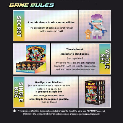 POP MART Space Walker Space Concert Series 3Boxes Caixa de bonecos de ação exclusivos Brinquedo de arte colecionável popular Figura fofa Presente criativo para festa de aniversário de Natal Feriado