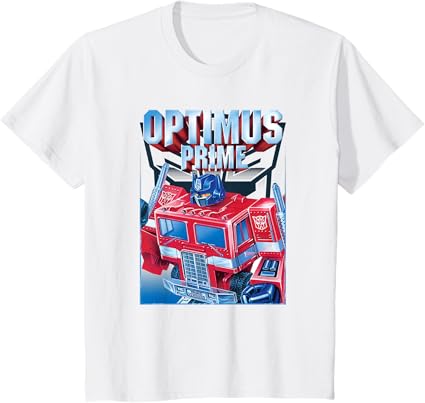 T-shirt Transformers Optimus Prime Retro Cube Hero Pose