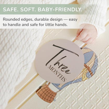 Discos marcadores de marcos mensais Tiny Trees Baby - Cartões de marcos mensais frente e verso para bebés, acessórios para fotos para anúncio de bebé, placas neutras para recém-nascidos, meninos e meninas