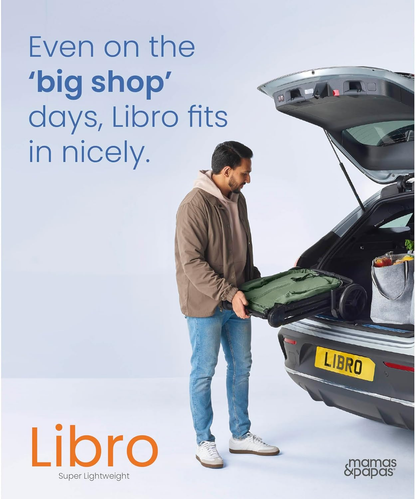 Mamas & Papas Libro, carrinho de viagem leve, dobrável com uma mão, arrumação compacta, assento reclinável, recém-nascido a 4 anos, verde-claro