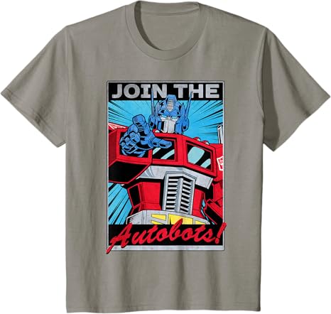 T-shirt com poster retro do Transformers Optimus Prime juntando-se aos Autobots
