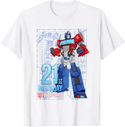 T-shirt de aniversário dos 21 anos do Optimus Prime dos Transformers