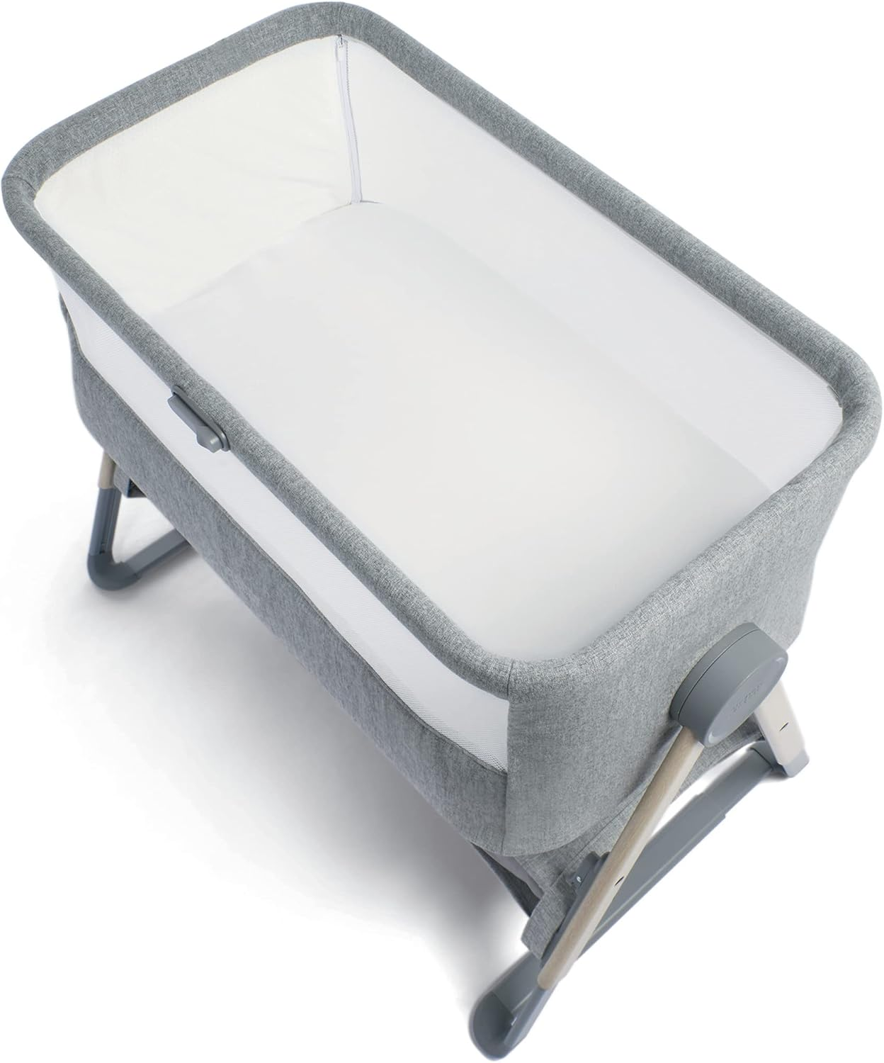 Berço de cabeceira Lua Mamas & Papas, berço amovível, laterais rebatíveis, inclui colchão, 0-6 meses, cinzento