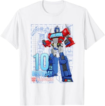 T-shirt de aniversário dos 10 anos do Optimus Prime dos TRANSFORMERS