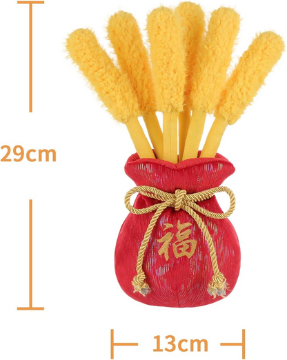 Vaso de cevada dourada de cordeiro damasco, bichinhos de peluche para crianças, brinquedos de peluche fofos e macios para bebés, menina e menino, vaso de cevada dourada fofa vermelha 11,5 polegadas