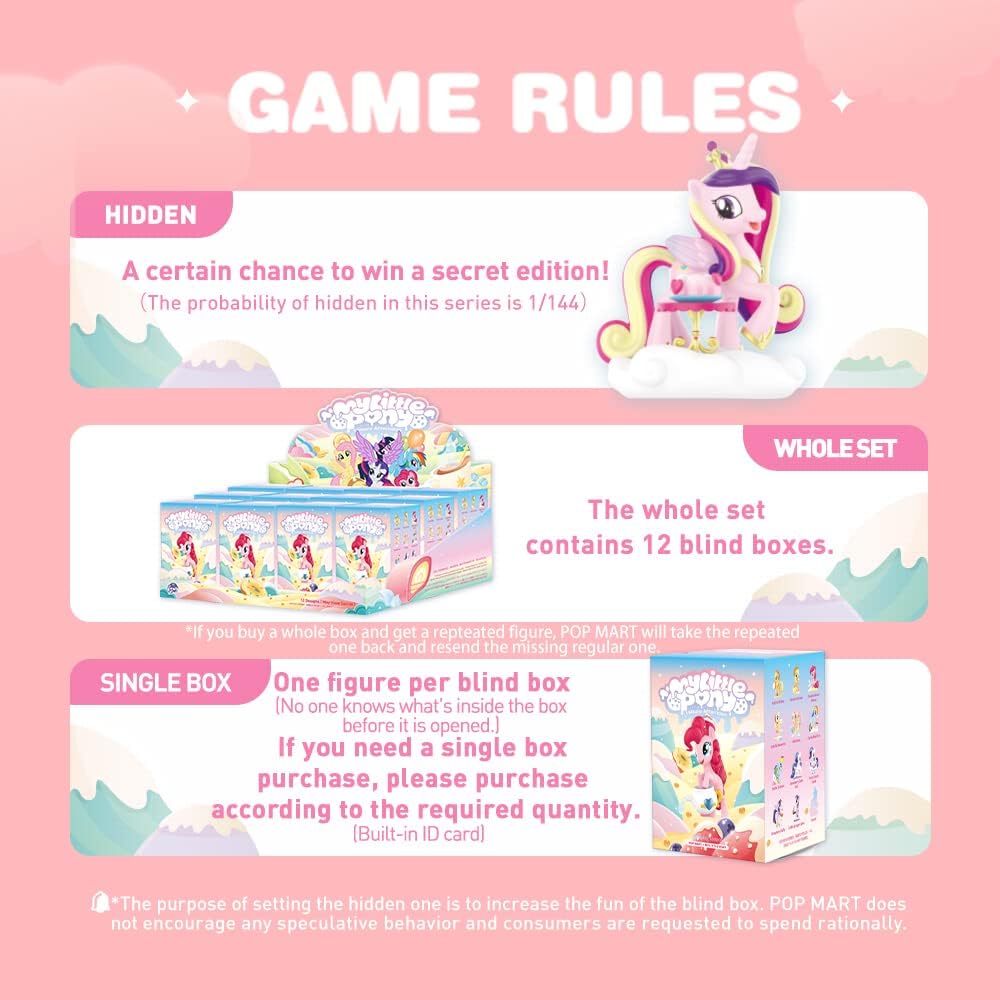 PopMart compatível com Hasbro My Little Pony Leisure Afternoon Series Conjunto completo (12 caixas) 2,5 polegadas Design premium presentes para mulheres Caixa surpresa favorita dos fãs Brinquedo de arte colecionável