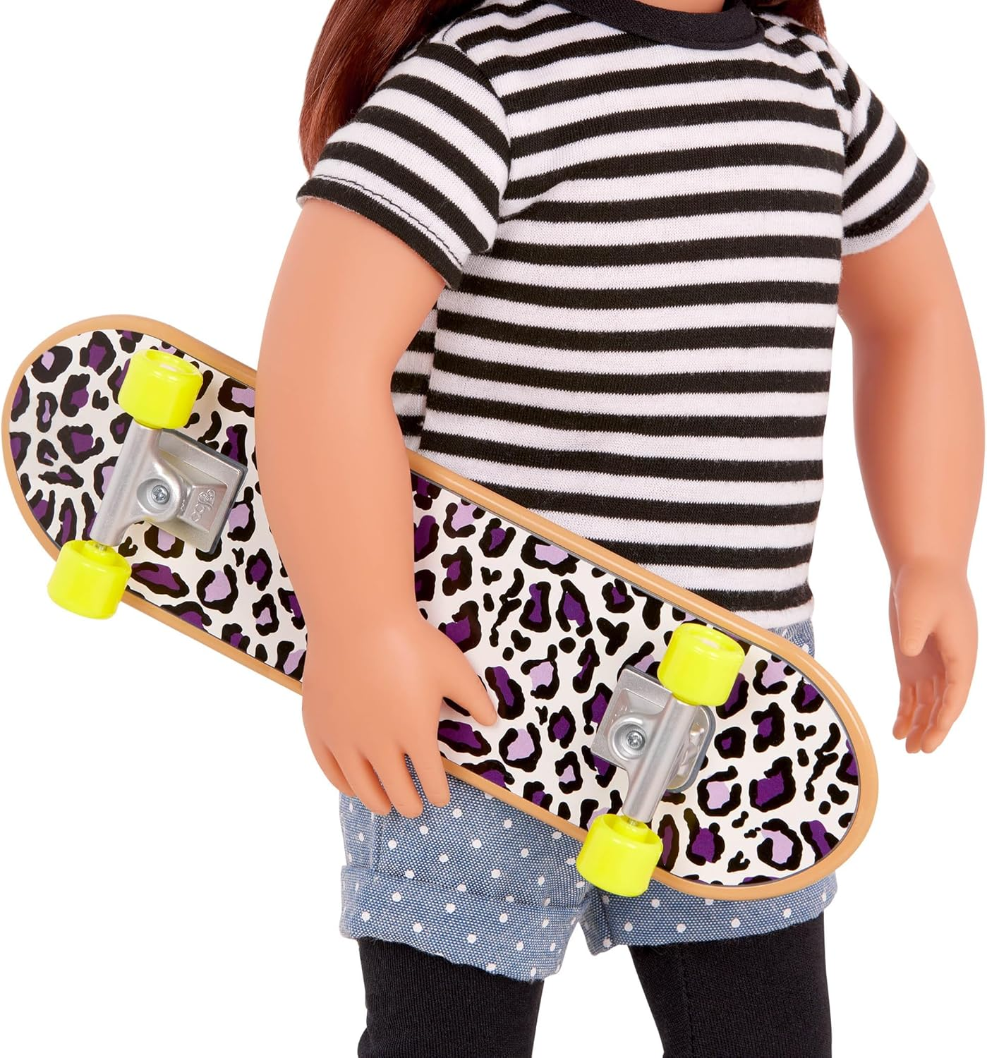 A nossa geração, é assim que eu rolo, roupa – roupa de skater com skate de leopardo para bonecas de 45 cm – conjunto de 6 peças de roupa e acessórios para skate