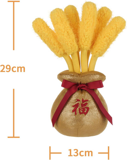 Vaso de cevada dourada de cordeiro damasco, bichinhos de peluche para crianças, brinquedos de peluche fofos e macios para bebés, menina e menino, vaso de cevada dourada fofa vermelha 11,5 polegadas