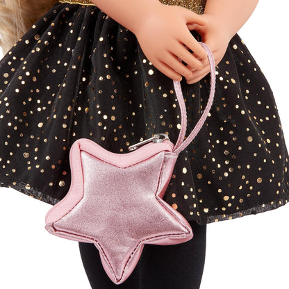 A Nossa Geração – Boneca Starry Fashion Starter de 45 cm – Stella – Cabelo loiro e olhos azuis – 3 roupas e acessórios de estilo em caixa de oferta – Brincadeira de faz de conta para maiores de 3 anos