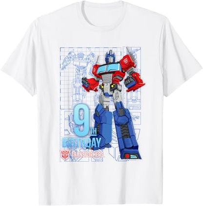 T-shirt de aniversário dos 9 anos do Optimus Prime dos Transformers