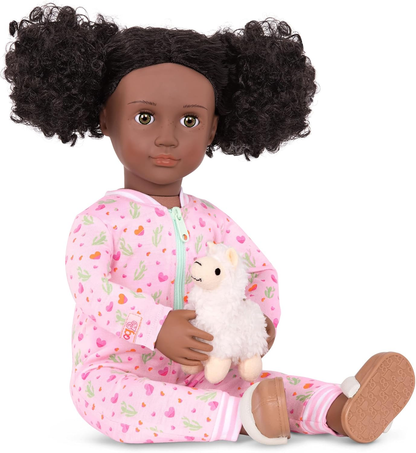 Conjunto de pijamas de lhama com peluche para bonecas de 45 cm - Conjunto de 3 peças