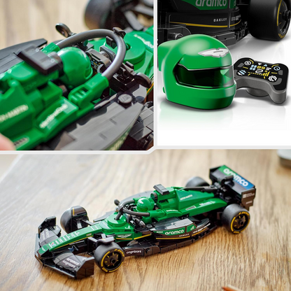 LEGO Speed Champions Aston Martin Aramco F1 AMR24 Race Car Toy com uma minifigura colecionável de piloto de Fórmula 1 - Kits de modelos para meninos e meninas de 10 anos ou fãs adultos de automobilismo 77245