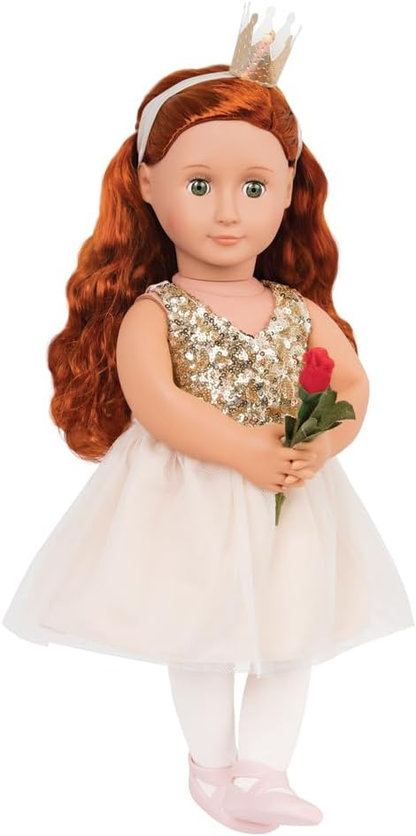 Fato de abertura da nossa geração – Fato de bailarina de luxo com fita para a cabeça e coroa para bonecas de 45 cm – Conjunto de 7 peças de roupa e acessórios de ballet