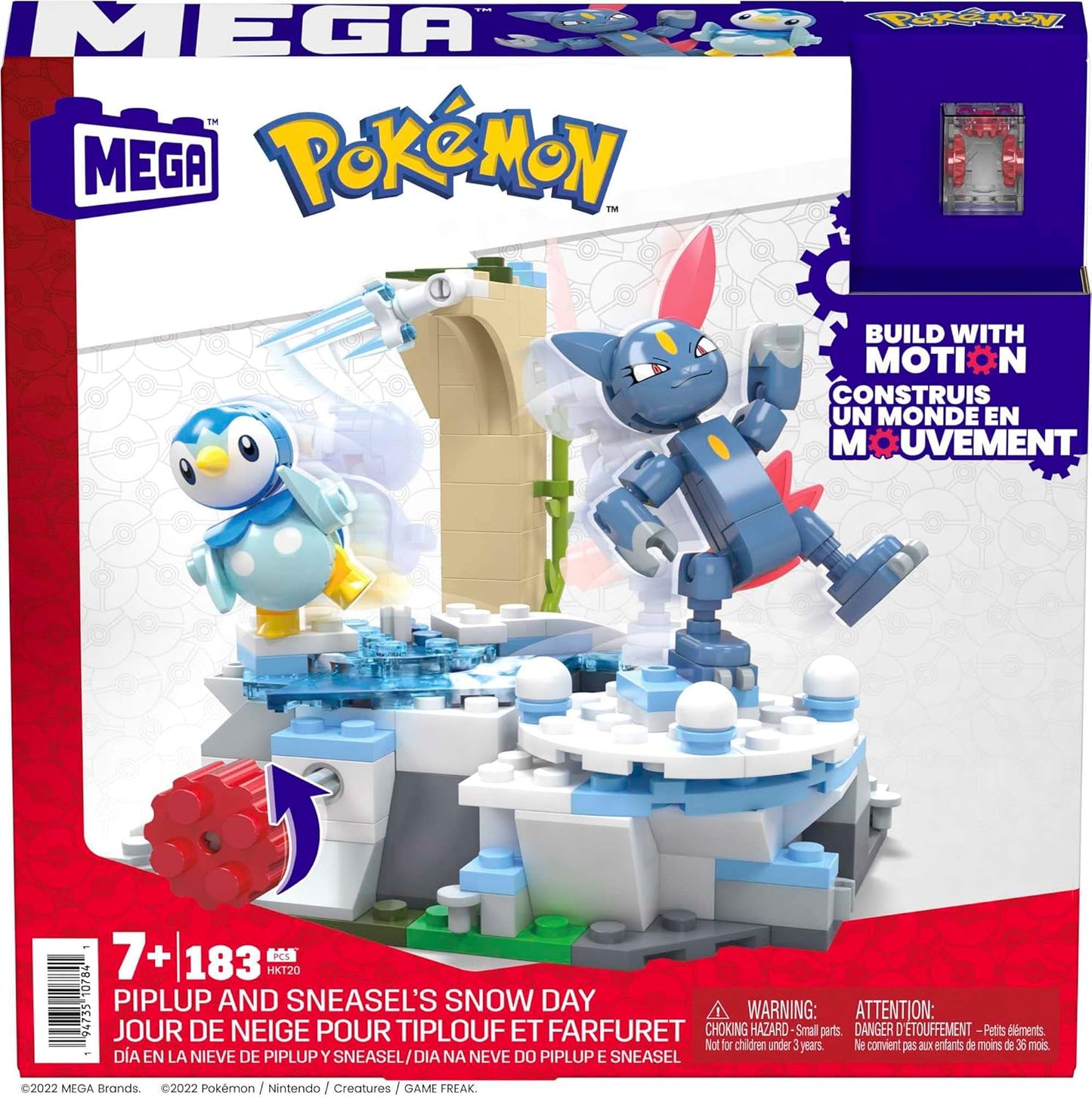MEGA Pokémon Action Figure Building Toys, Piplup e Sneasel's Snow Day com 171 peças e movimento, 2 personagens articulados, para crianças, HKT20