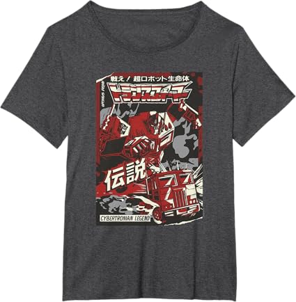 T-shirt Transformers Optimus Prime Capa de Banda Desenhada Japonesa Cybertroniana