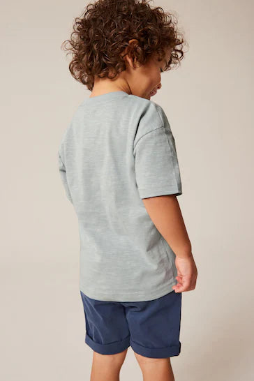 |Boy| Camiseta De Manga Curta Com Apliques De Personagem - Golfinho Azul/Cinza (3 Meses - 7 Anos)