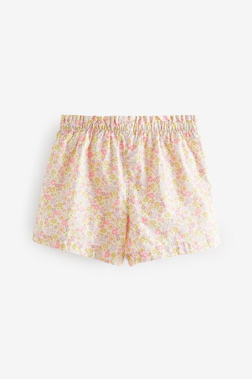 |Girl| Shorts pull-on com estampa floral rosa (3 meses a 7 anos)