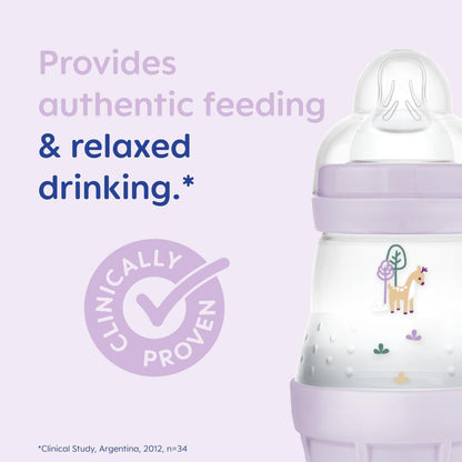 MAM Mamadeiras anticólicas Easy Start | Mamadeira autoesterilizante para leite materno | Tetinas MAM de fluxo médio tamanho 2, itens essenciais para recém-nascidos