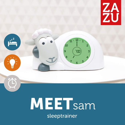 ZAZU Relógio Sam the Lamb - Relógio para treinamento de sono e luz noturna para crianças | Despertador iluminado | Ajuda a ensinar seu filho quando acordar com indicadores visuais | Brilho Ajustável | Desligamento automático