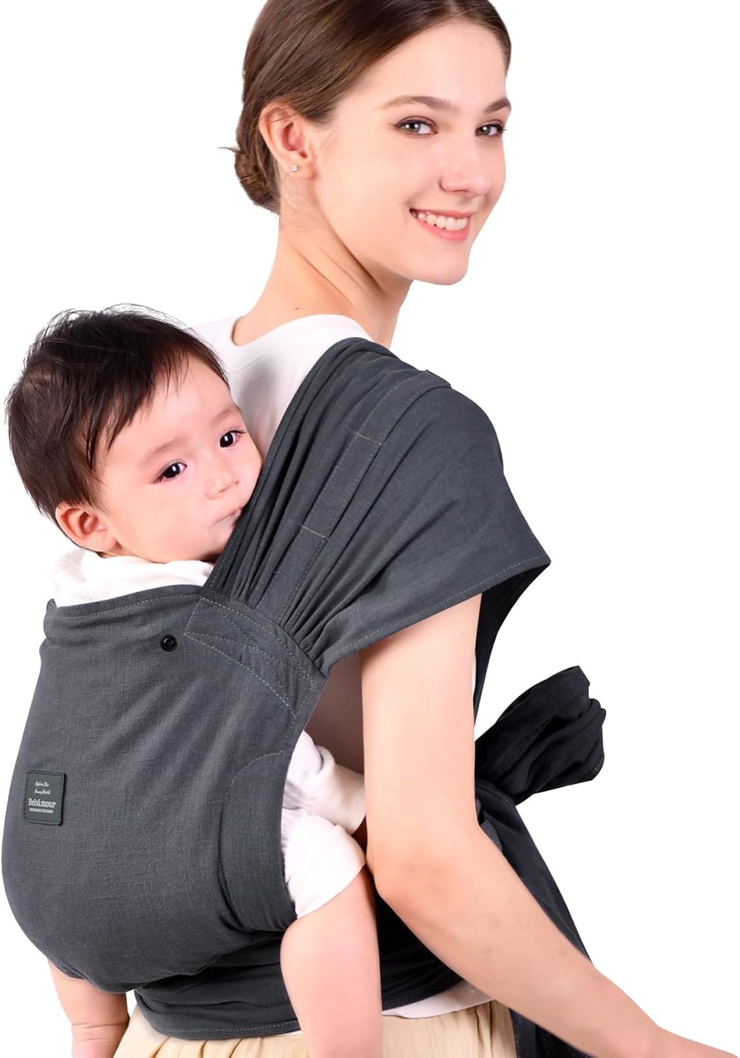 Bebamour Canguru para Bebê, Tamanho Único Ajustável, Fácil de Usar, Preto