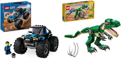 LEGO Brinquedo City Blue Monster Truck para meninos e meninas de 5 anos ou mais, conjunto de veículo com minifigura de motorista, brinquedos criativos de carro de corrida para crianças, ideia de presente de aniversário 60402