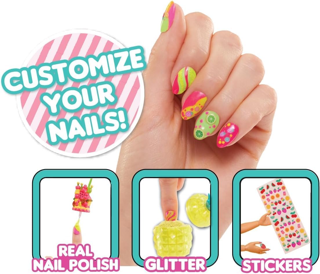 LOL Surprise OMG Sweet Nails - Pinky Pops Fruit Shop - Com 15 surpresas, incluindo esmalte de verdade, unhas prensadas, folhas de adesivos, glitter, 1 boneca fashion e muito mais - ótimo para crianças a partir de 4 anos
