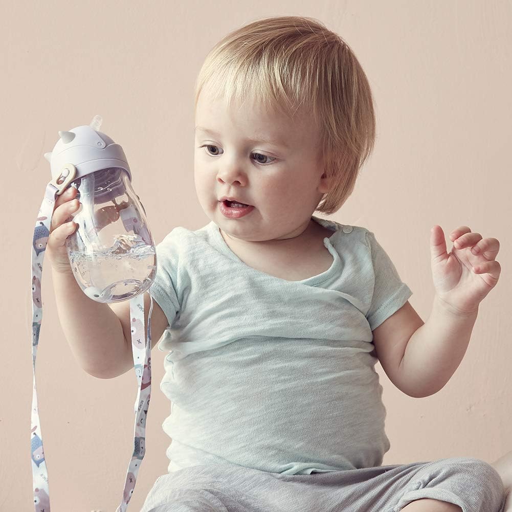 Bebamour Sippy Cup 6-36 meses Copo de palha anti-derramamento para crianças Copo de bico macio engarrafador de água à prova de derramamento para crianças, sem BPA, PPSU, 210ml, roxo