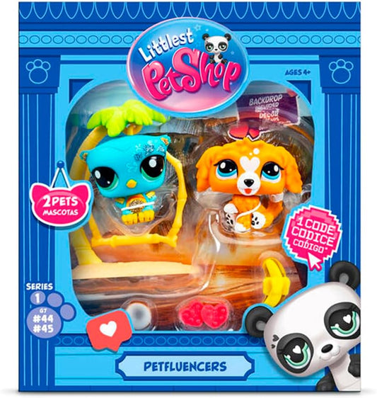 Littlest Pet Shop Petfluencer Sunset Pals | Conjunto Petfluencer Contém 2 Mini Brinquedos LPS Pet, 4 Acessórios, 1 Cenário, 1 Cartão Colecionável e 1 Código Virtual | Brinquedos Colecionáveis para Meninas e Meninos