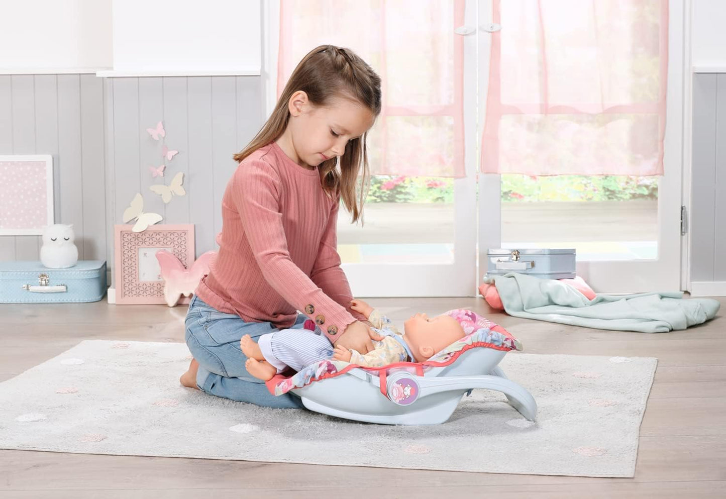 Baby Annabell Cadeira de Bebê Active Comfort, Acessório para Bonecas de 36cm/43cm, 2 em 1: Canguru e Cadeira para Bebê, Inclui Capa de Tecido, Alça Ergonômica, Cinto de Segurança, Adequada para Crianças a partir de 3 Anos, Multicolorida (706657)