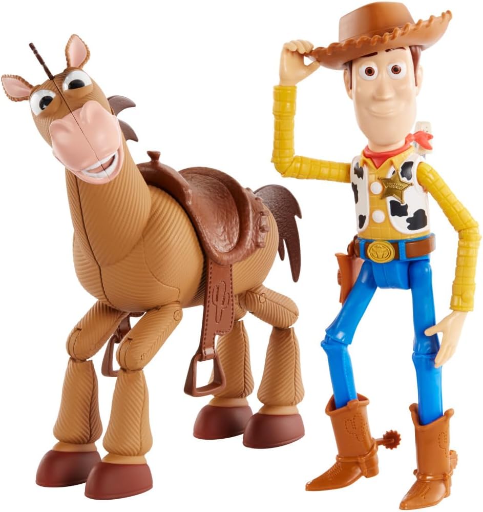 Mattel Disney e Pixar Toy Story 4 Woody e Bala no Alvo | Pacote com 2 Personagens, Bonecos Inspirados no Filme, Escala Proporcional para Brincadeiras Criativas, GDB91