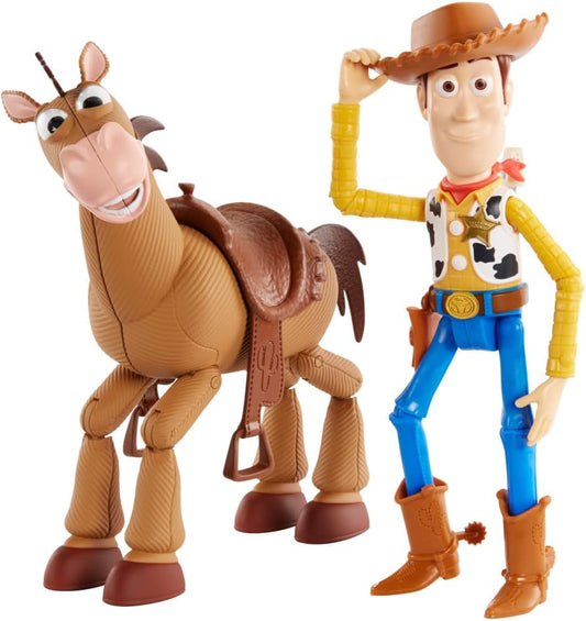 Mattel Disney e Pixar Toy Story 4 Woody e Bala no Alvo | Pacote com 2 Personagens, Bonecos Inspirados no Filme, Escala Proporcional para Brincadeiras Criativas, GDB91