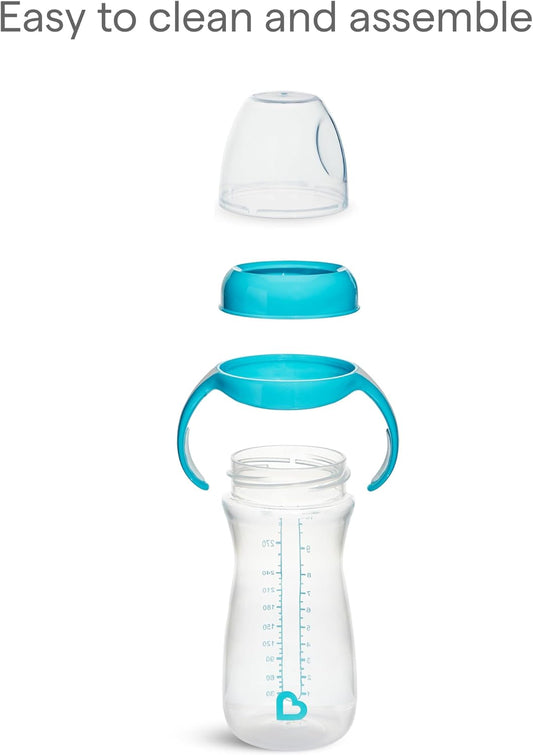 Munchkin Kit com 2 Copos de Transição Suave para Bebês | Garrafa Transparente | 296 ml | Azul/Verde